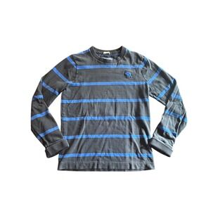 Abercrombie Fitch Kids Long Sleeve Striped Shirt Moose Logo Blue Gray Size Small